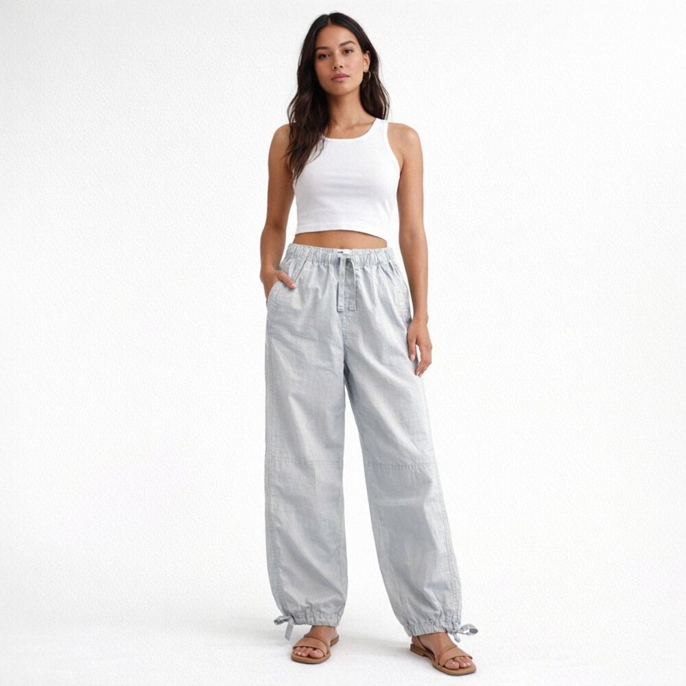 SO Wide Leg Harem Pants Womens Sz M High Rise Pull-On Ankle Tie Boho Festival